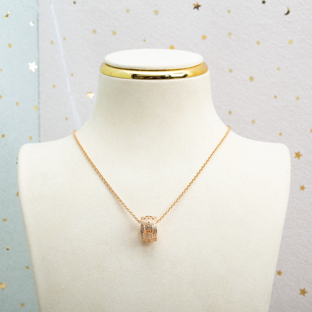 [⭐Shinejoy]PARENTESI NECKLACE PINK GOLD DIAMOND