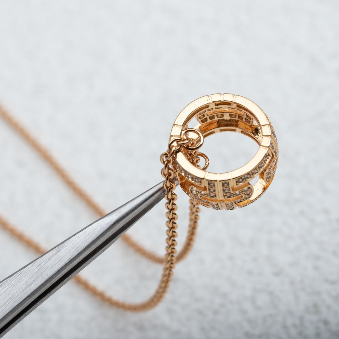 [⭐Shinejoy]PARENTESI NECKLACE PINK GOLD DIAMOND