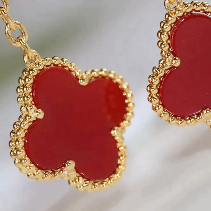 [⭐Shinejoy]CLOVER  2 MOTIF  TIGER EYE CARNELIAN EARRINGS