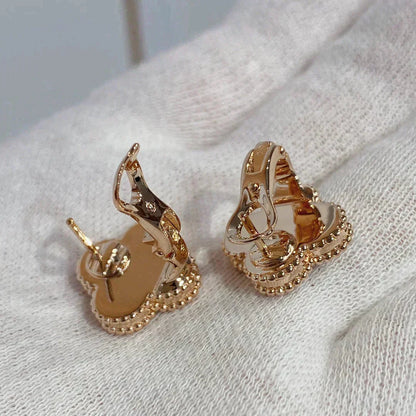 [⭐Shinejoy]CLOVER MEDIUM 1 MOTIFS CARNELIAN  DIAMOND earrings