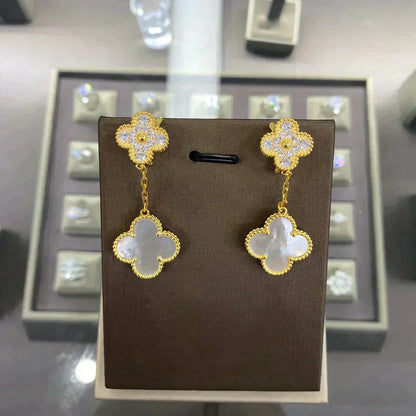 [⭐Shinejoy]CLOVER  2 MOTIFS  DIAMOND  EARRINGS (MULTIPLE CHOICESç´
