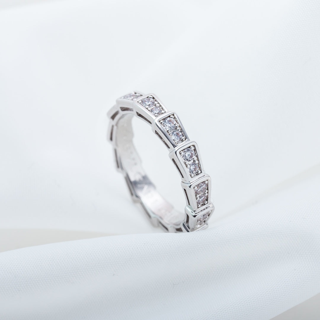 [⭐Shinejoy]SERPENTI RING SILVER DIAMOND PAVED 3MM