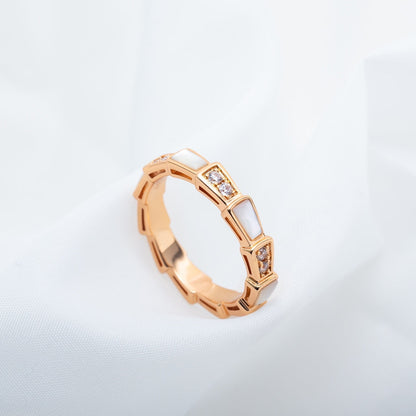 [⭐Shinejoy]SERPENTI RING PINK GOLD DIAMOND MOP 3MM