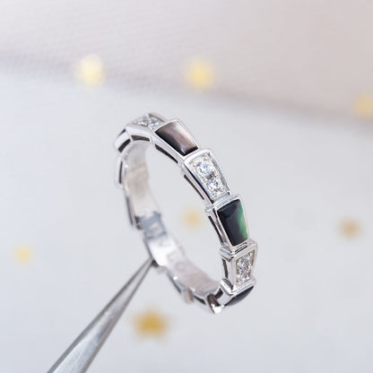 [⭐Shinejoy]SERPENTI RING SILVER  DIAMOND BLACK MOP 3MM