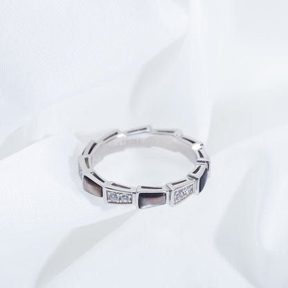 [⭐Shinejoy]SERPENTI RING SILVER  DIAMOND BLACK MOP 3MM
