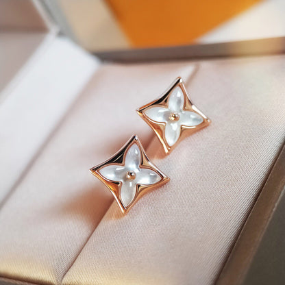[⭐Shinejoy]STAR MOP PINK GOLD EARRINGS