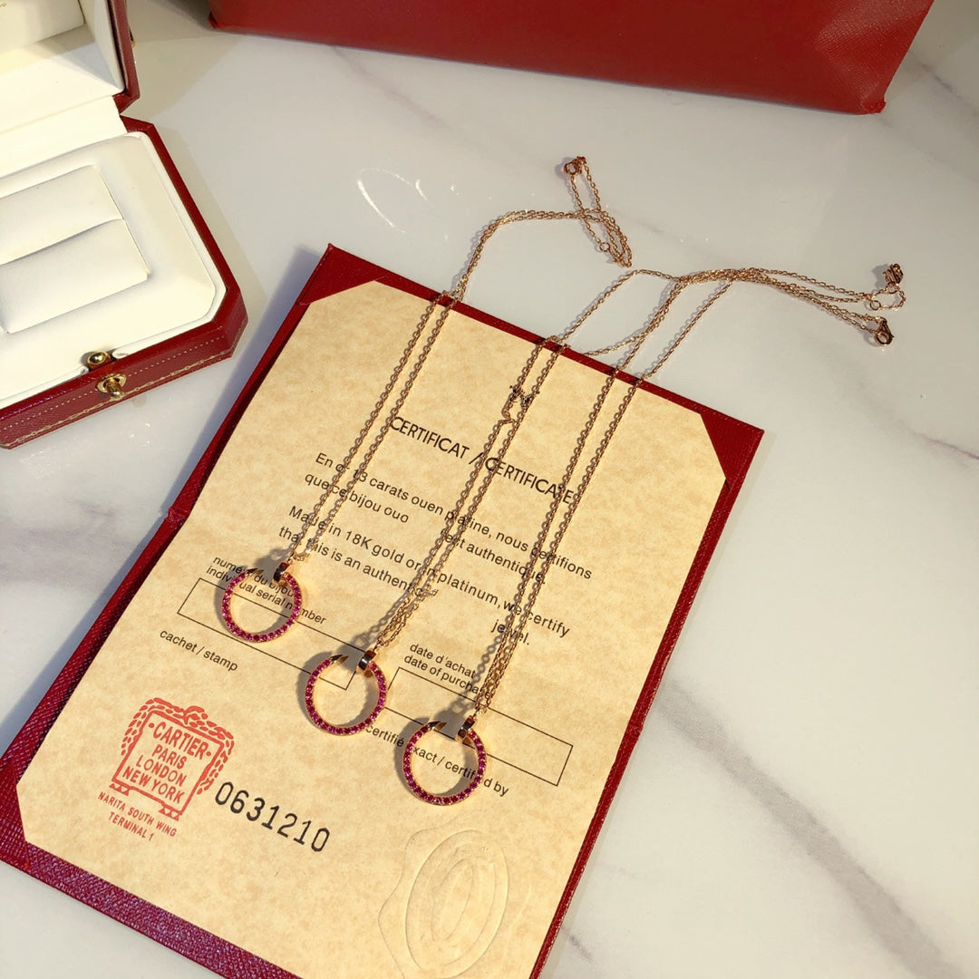 [⭐Shinejoy]JUSTE NECKLACE GOLD RED DIAMONDS