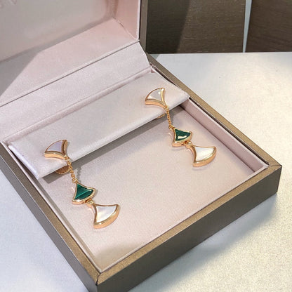 [⭐Shinejoy]DREAM EARRINGS 3 MOTIFS MALACHITE MOP PINK GOLD