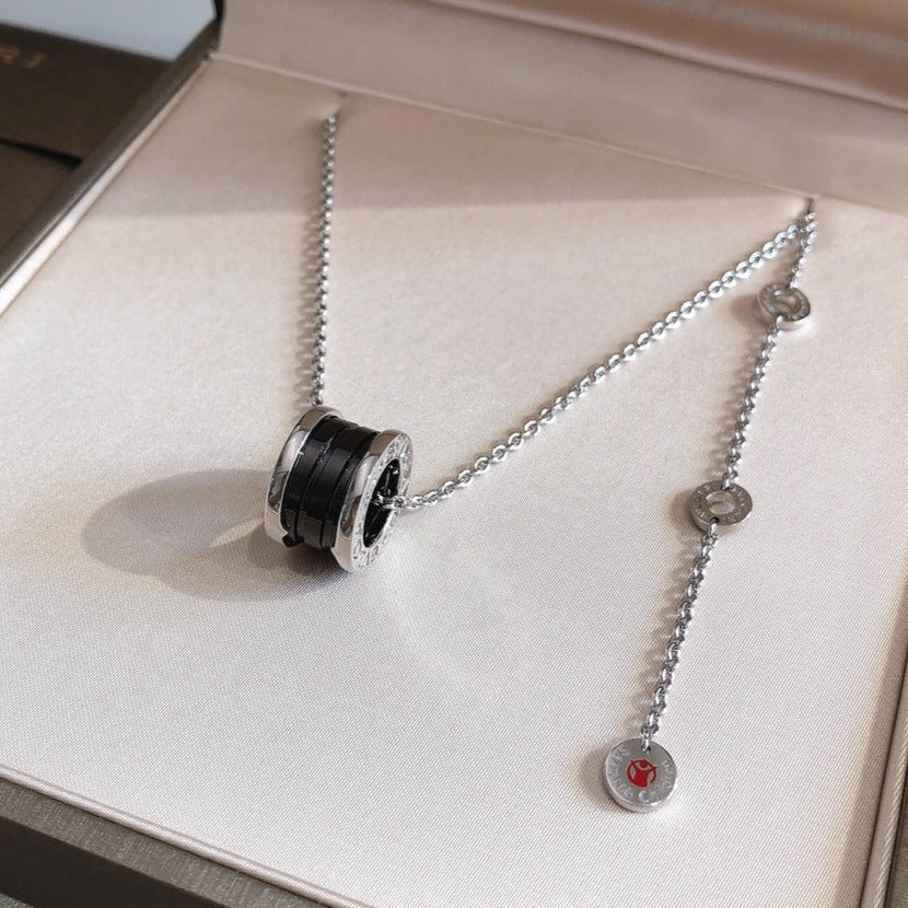[⭐Shinejoy]ZERO 1 BLACK CERAMIC SILVER NECKLACE