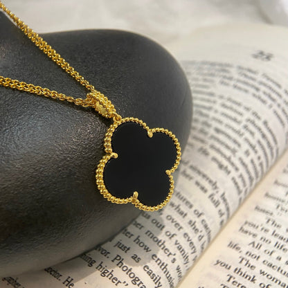 [⭐Shinejoy]CLOVER 25MM NECKLACE GOLD ONYX