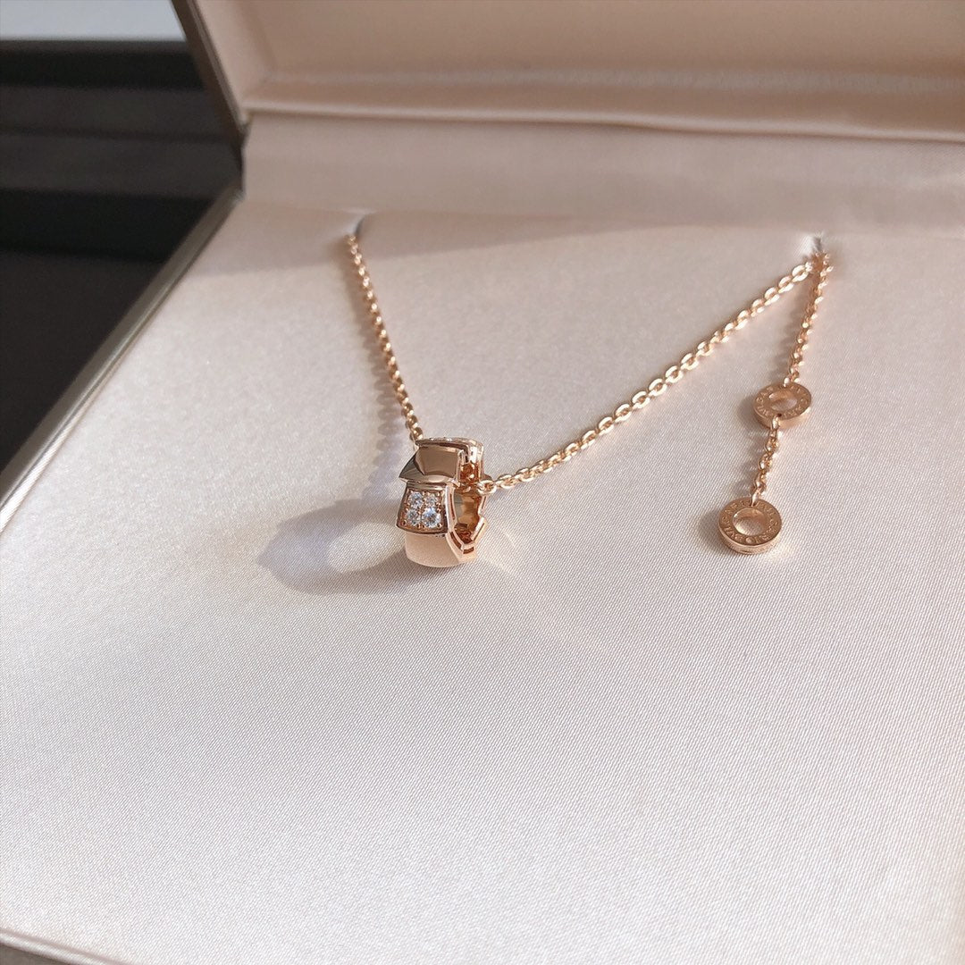 [⭐Shinejoy]SERPENTI PEDANT DIAMOND PINK GOLD NECKLACE