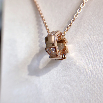 [⭐Shinejoy]SERPENTI PEDANT DIAMOND PINK GOLD NECKLACE