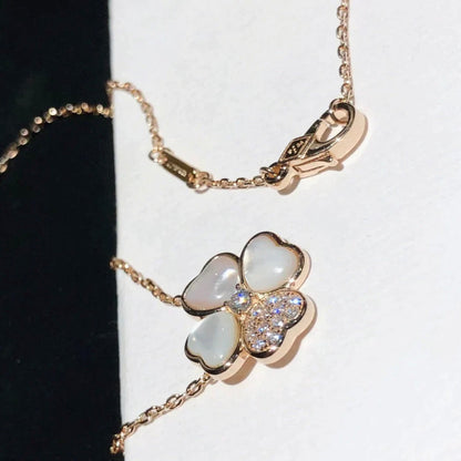 [⭐Shinejoy]CLOVER MOP DIAMOND ROSE GOLD NECKLACE