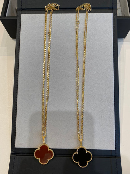 [⭐Shinejoy]CLOVER 25MM NECKLACE GOLD CARNELIAN