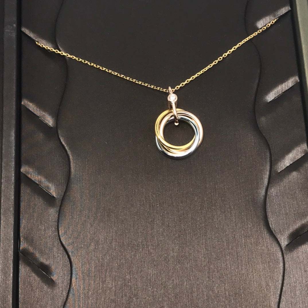 [⭐Shinejoy]TRINITY SILVER GOLD PINK GOLD NECKLACE
