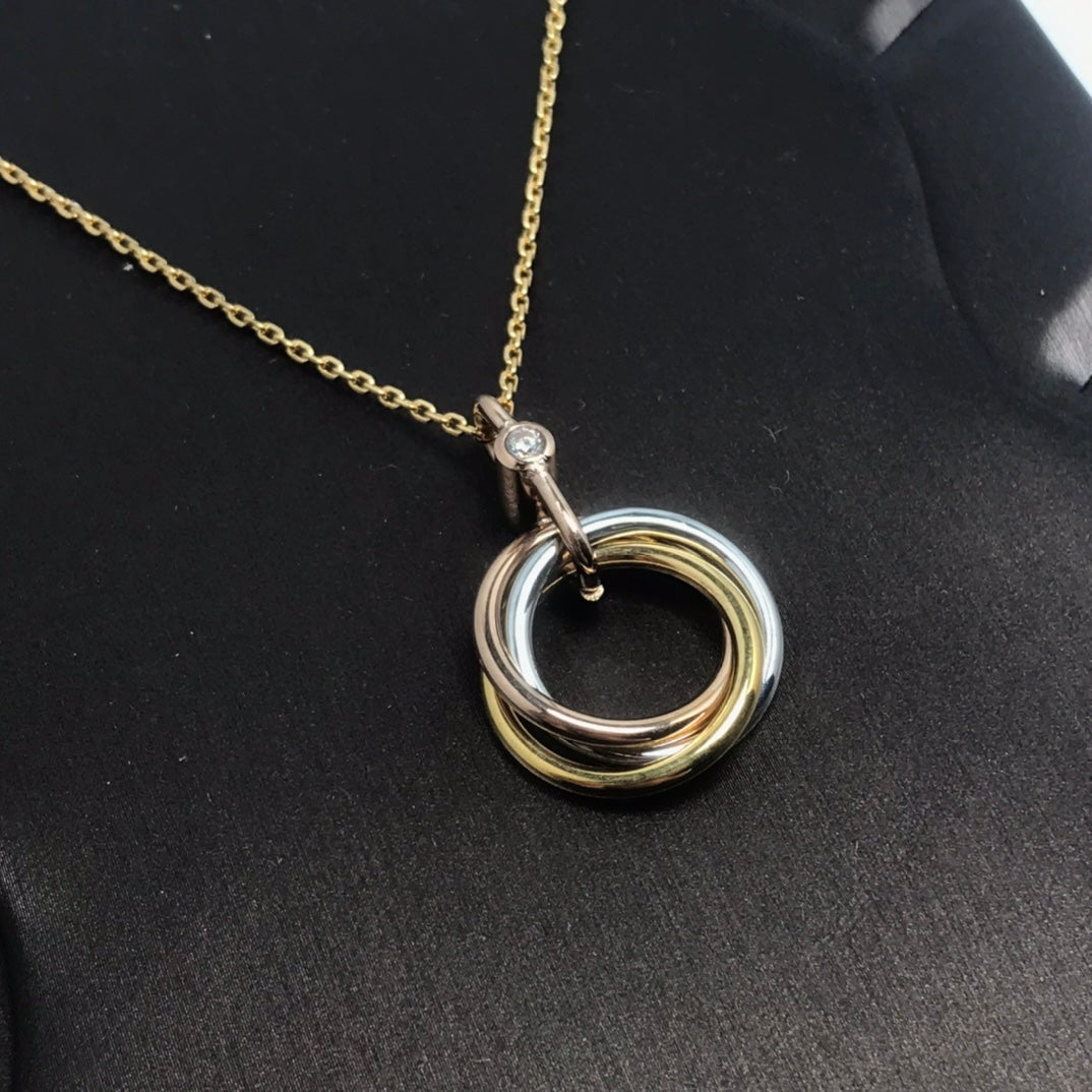 [⭐Shinejoy]TRINITY SILVER GOLD PINK GOLD NECKLACE