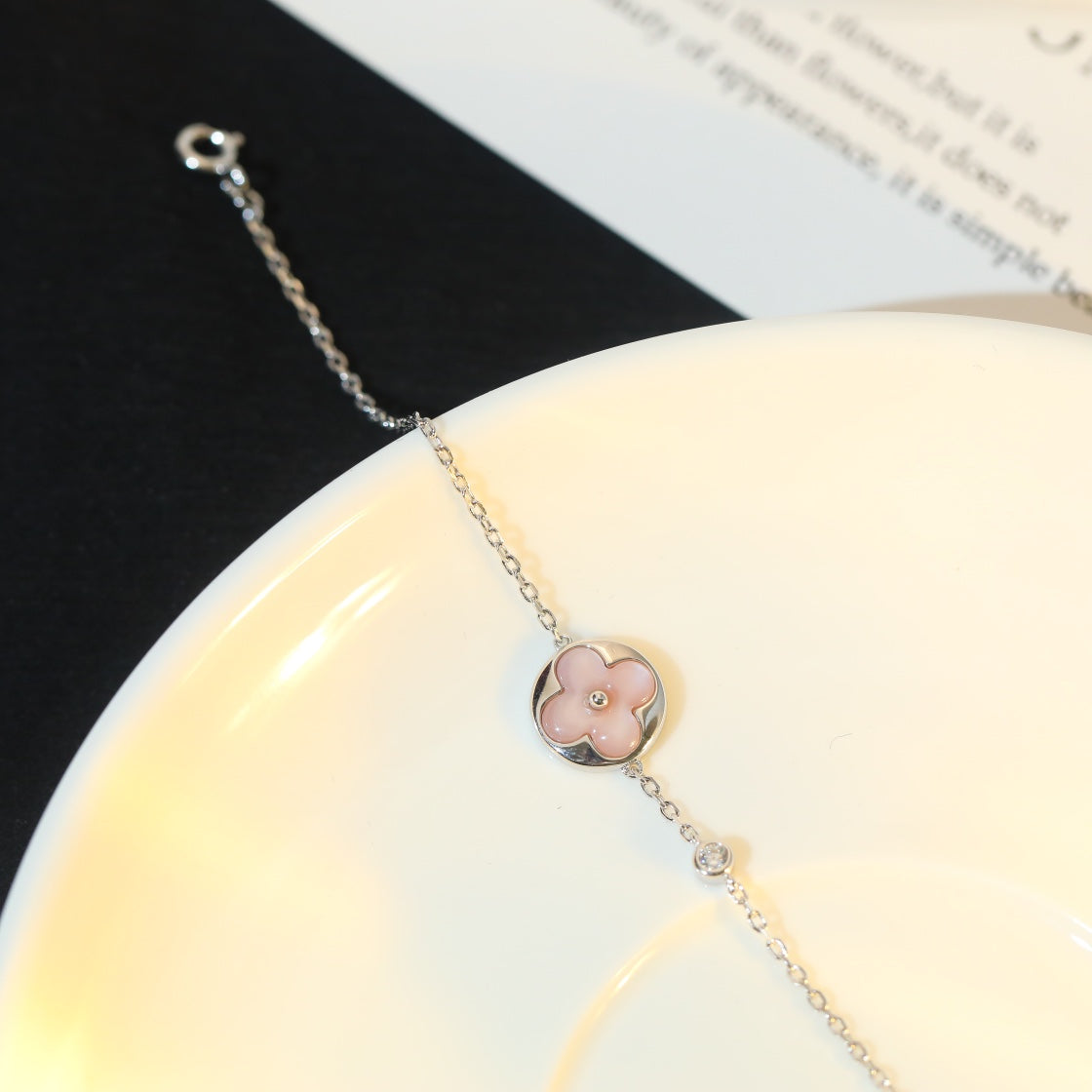 [⭐Shinejoy]SUN MOTIF PINK MOP SILVER BRACELET