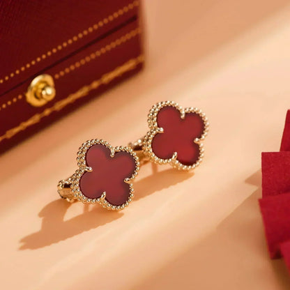 [⭐Shinejoy]CLOVER MEDIUM 1 MOTIFS CARNELIAN  EARRINGS