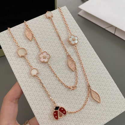 [⭐Shinejoy]LUCKY SPRING 15 MOTIFS ROSE GOLD NECKLACE