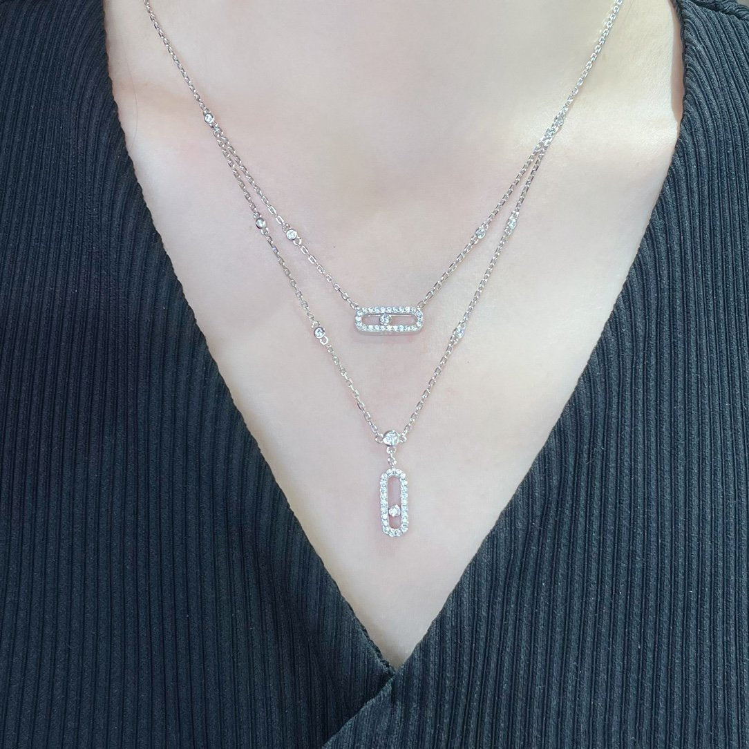 [⭐Shinejoy]MOVE 2 ROW DIAMOND NECKLACE