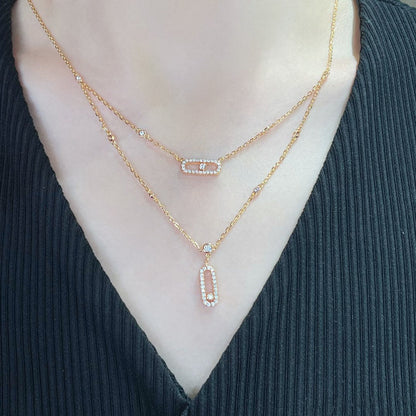 [⭐Shinejoy]MOVE 2 ROW DIAMOND NECKLACE