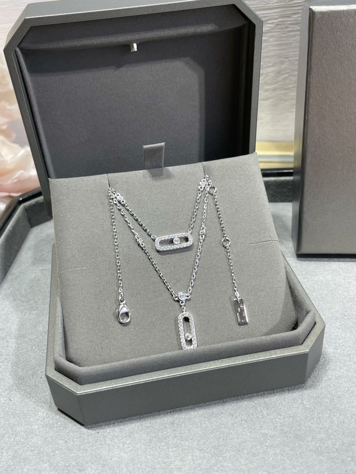 [⭐Shinejoy]MOVE 2 ROW DIAMOND NECKLACE