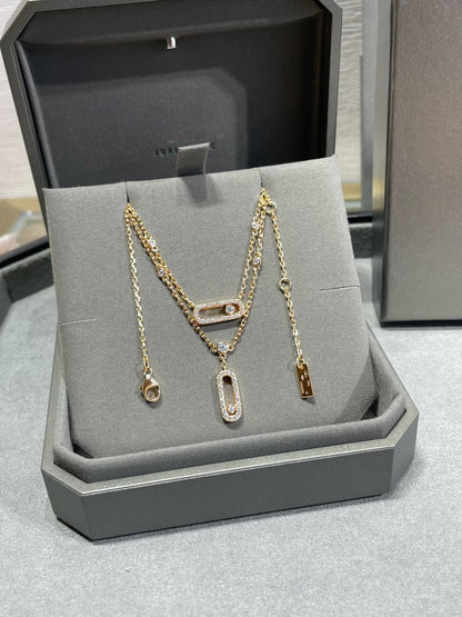 [⭐Shinejoy]MOVE 2 ROW DIAMOND NECKLACE