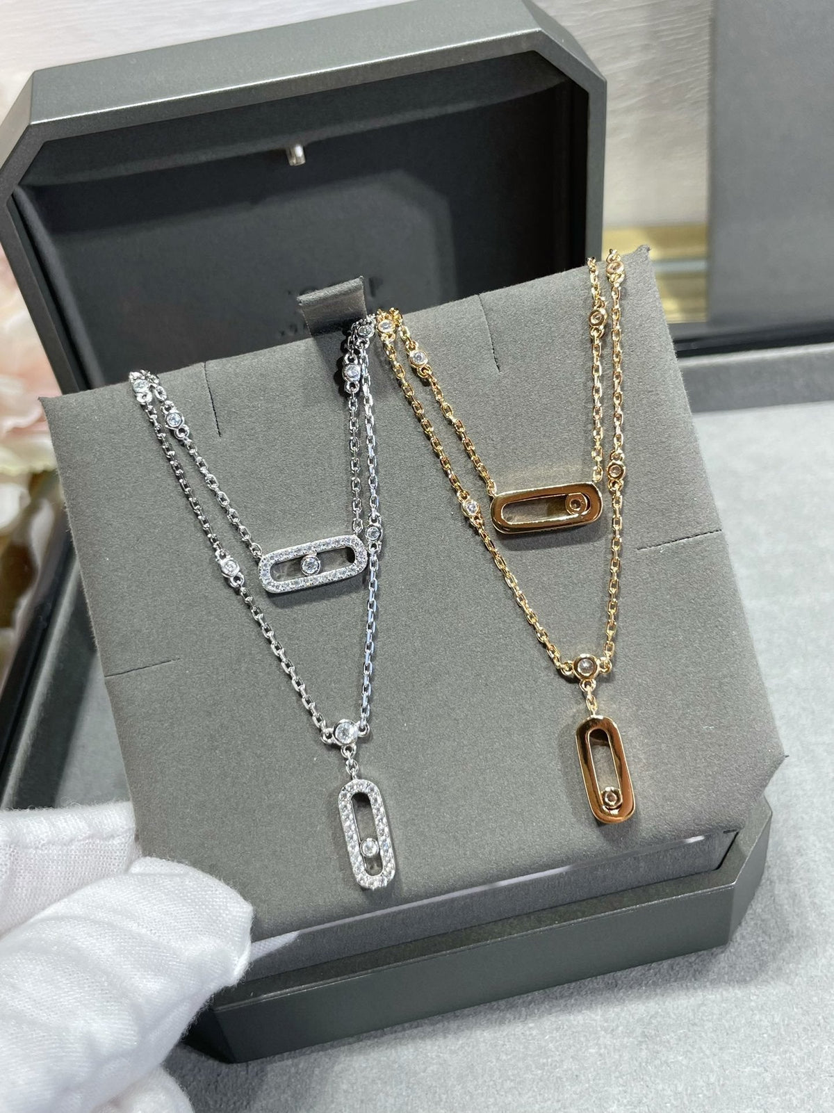 [⭐Shinejoy]MOVE 2 ROW DIAMOND NECKLACE
