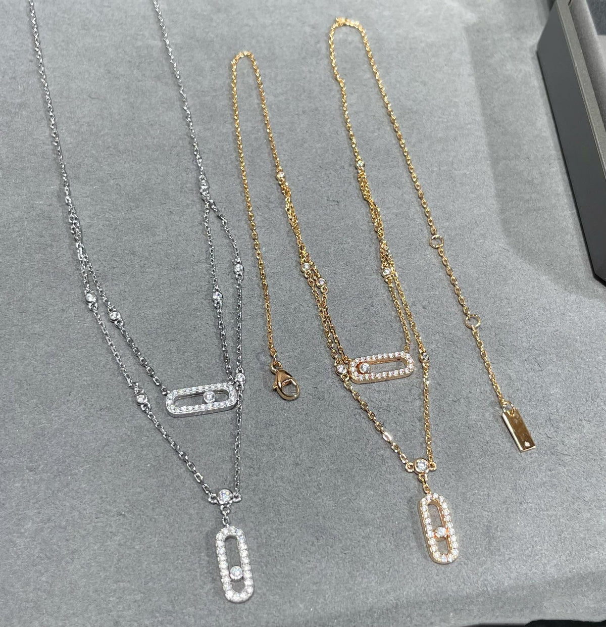 [⭐Shinejoy]MOVE 2 ROW DIAMOND NECKLACE