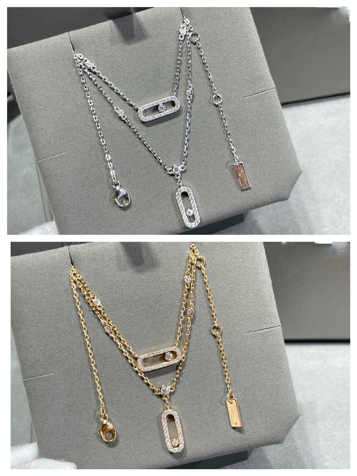 [⭐Shinejoy]MOVE 2 ROW DIAMOND NECKLACE