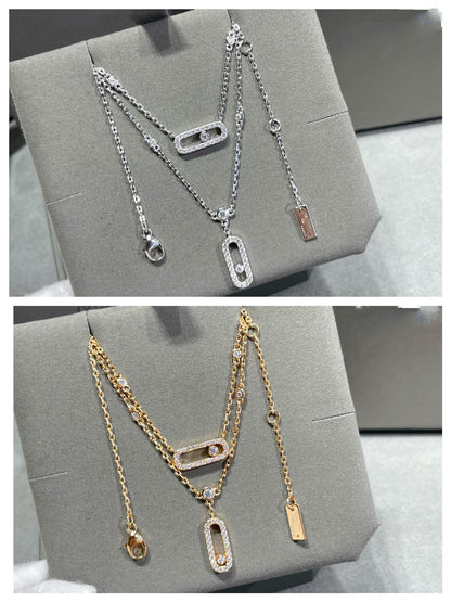 [⭐Shinejoy]MOVE 2 ROW DIAMOND NECKLACE