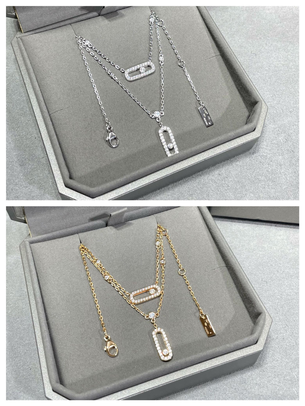 [⭐Shinejoy]MOVE 2 ROW DIAMOND NECKLACE