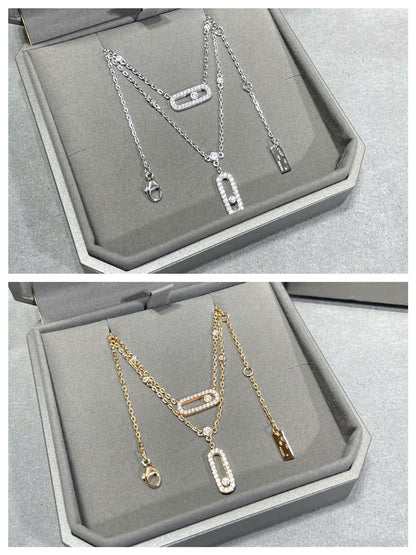 [⭐Shinejoy]MOVE 2 ROW DIAMOND NECKLACE