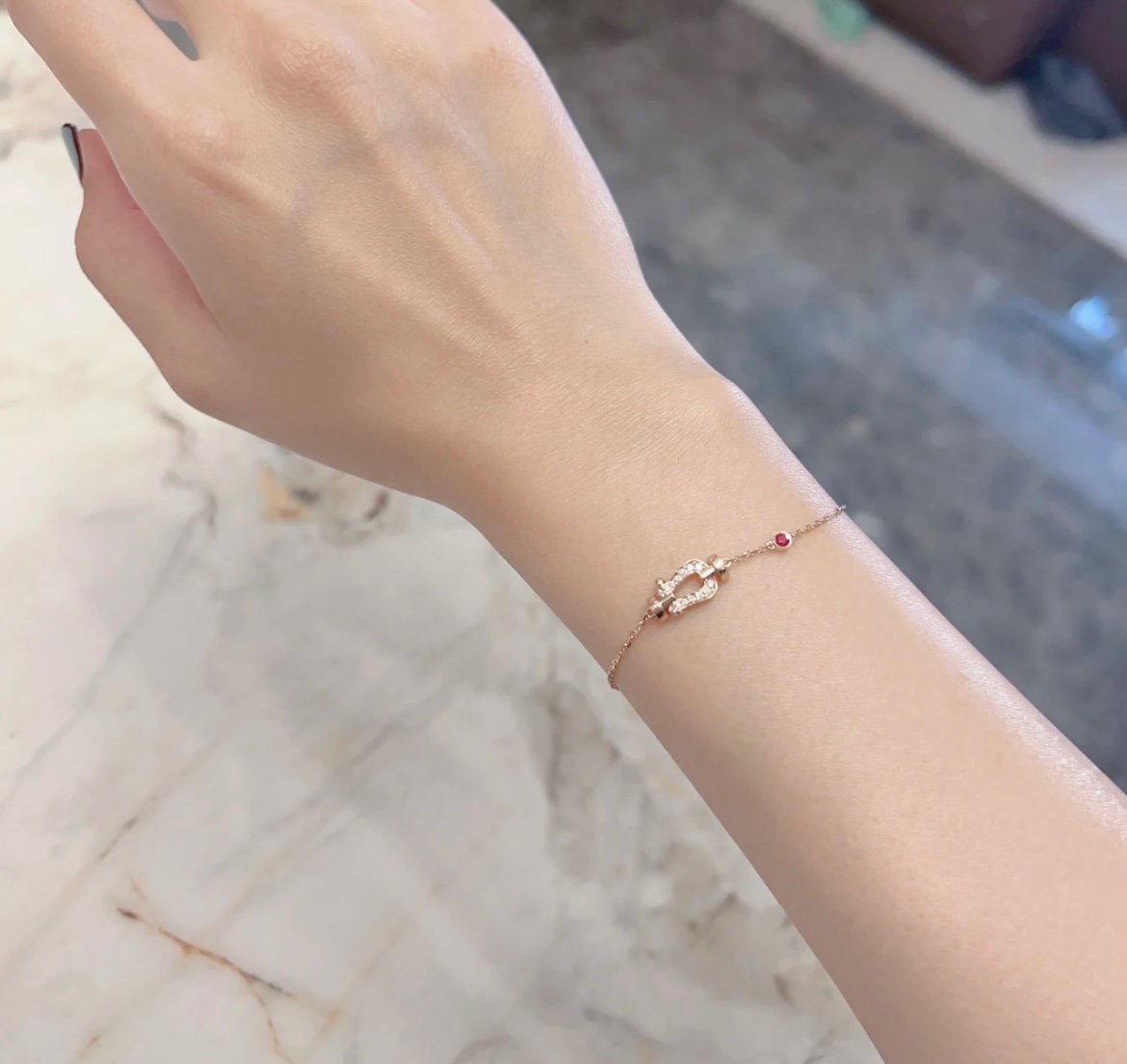 [⭐Shinejoy]FORCE 10 DIAMOND CHAIN LINK PINK GOLD BRACELET