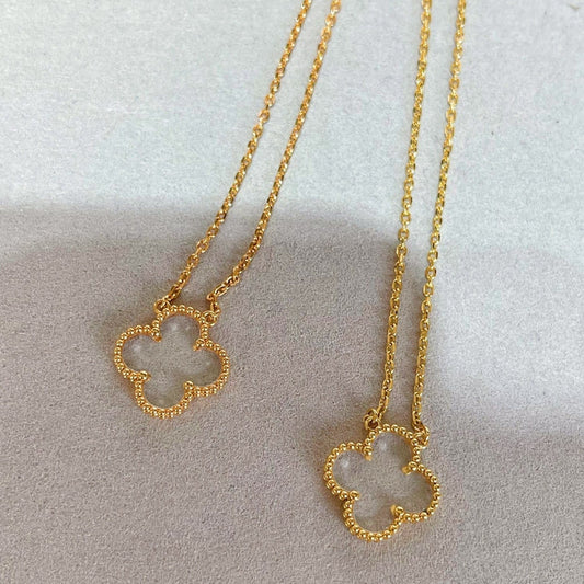 [⭐Shinejoy]CLOVER ROCK CRYSTAL ROSE GOLD NECKLACE