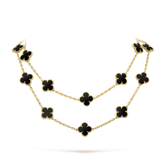 [⭐Shinejoy]CLOVER 20 MOTIFS ONYX NECKLACE