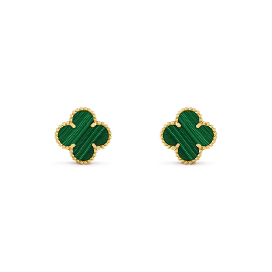 [⭐Shinejoy]CLOVER MEDIUM 1 MOTIFS MALACHITE  EARRINGS