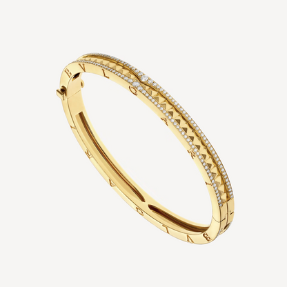 [⭐Shinejoy]ZERO 1 SPIRAL AND PAVED DIAMOND GOLD BRACELET