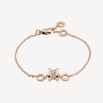 [⭐Shinejoy]ZERO 1 SOFT PINK GOLD WITH PAVED DIAMONDS ON THE SPIRAL BRACELET
