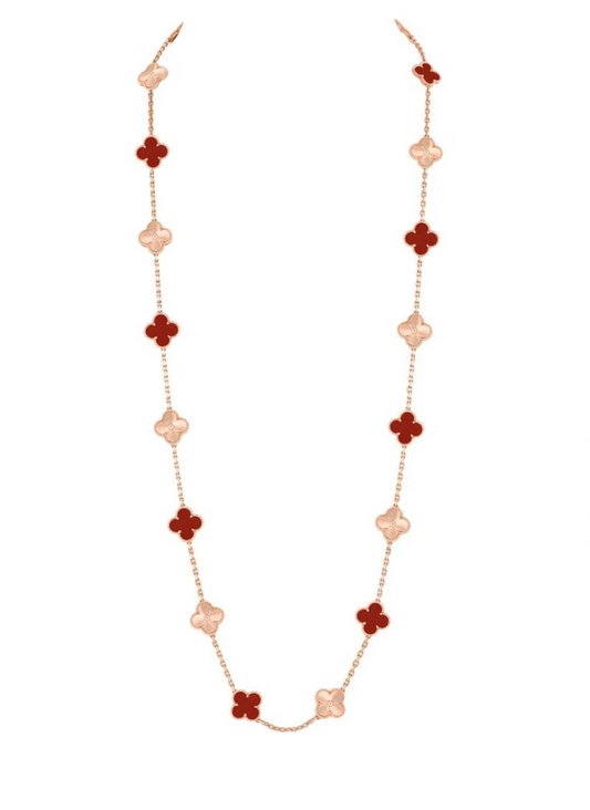 [⭐Shinejoy]CLOVER 20 MOTIFS LASER CARNELIAN NECKLACE