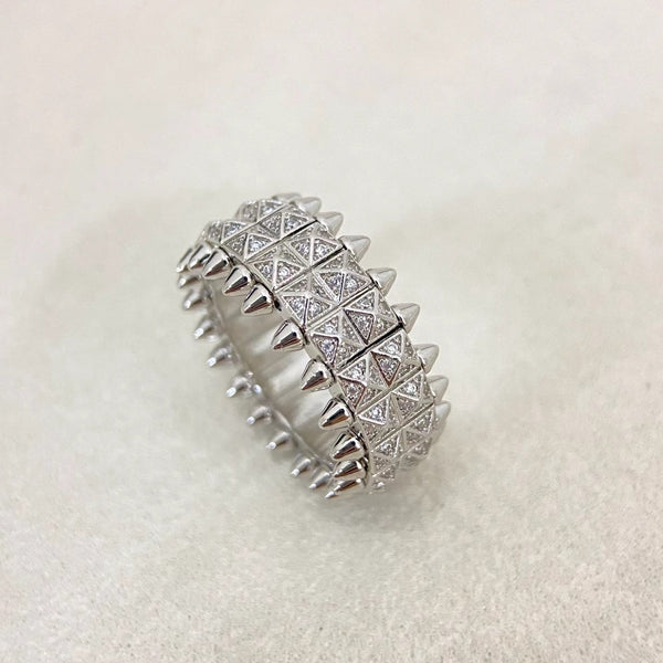 [⭐Shinejoy]CLASH DOUBLE-ROW RIVET RING WITH DIAMOND SETTING