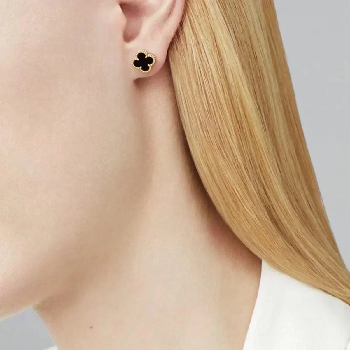 [⭐Shinejoy]CLOVER MINI 9.5MM BLACK MOP EARRINGS