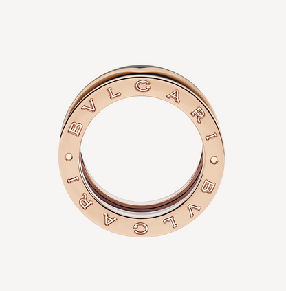 [⭐Shinejoy]ZERO 1 TWO-BAND WITH MATTE BLACK CERAMIC PINK GOLD RING