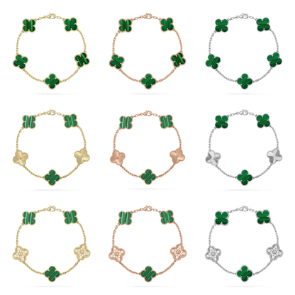 [⭐Shinejoy] CLOVER 5 MOTIF MALACHITE BRACELET COLLECTION