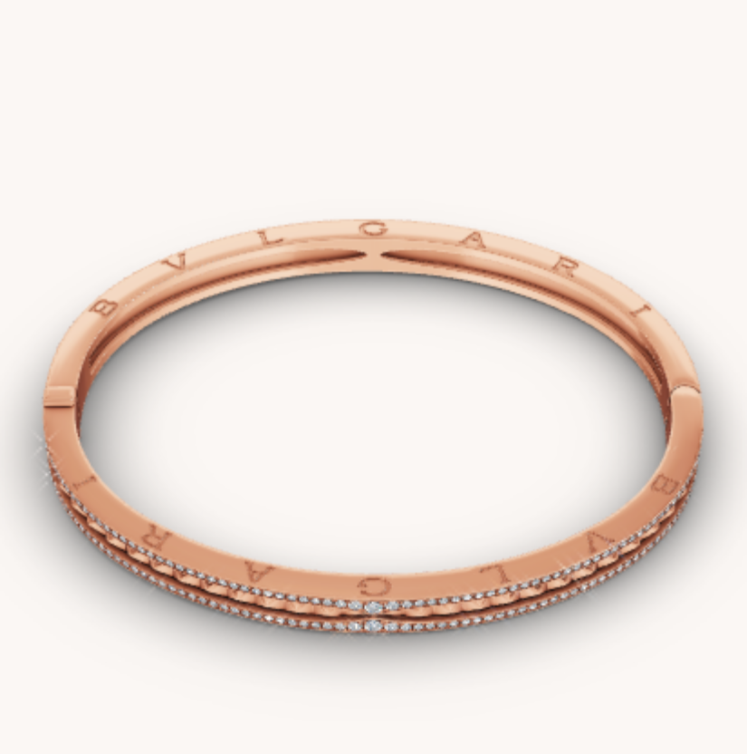 [⭐Shinejoy]ZERO 1 SPIRAL AND PAVED DIAMOND PINK GOLD BRACELET