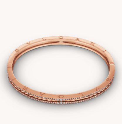 [⭐Shinejoy]ZERO 1 SPIRAL AND PAVED DIAMOND PINK GOLD BRACELET