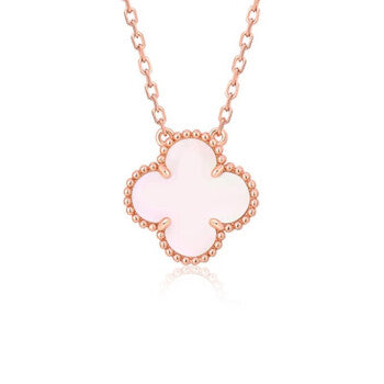[⭐Shinejoy]CLOVER 15MM PINK MOTHER-OF-PEARL SINGLE FLOWER NECKLACE