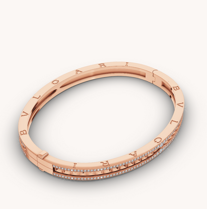 [⭐Shinejoy]ZERO 1 SPIRAL AND PAVED DIAMOND PINK GOLD BRACELET