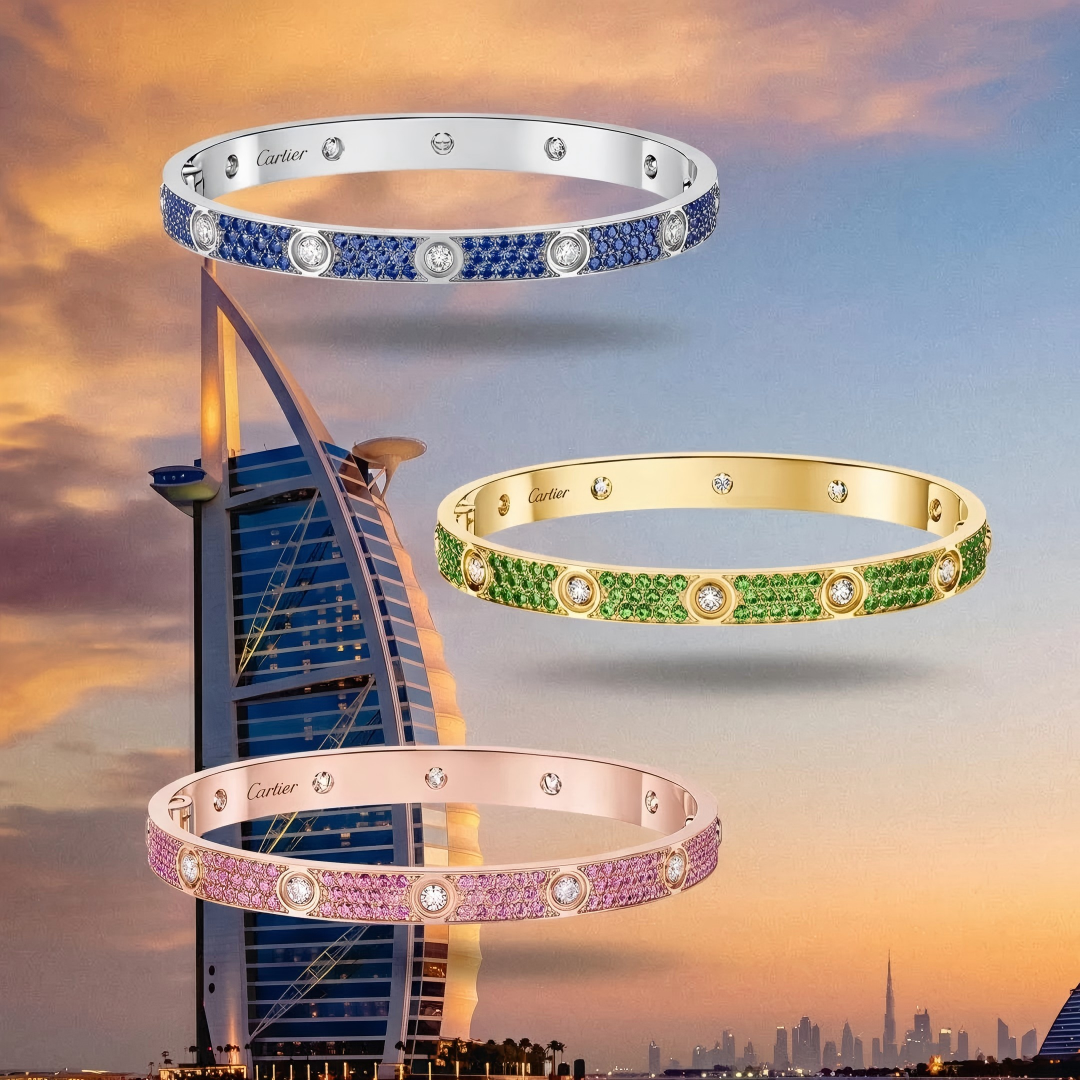 [⭐Shinejoy]2026 PAVE GEMSTONE LOVE BRACELET 6.1MM 10 DIAMONDS