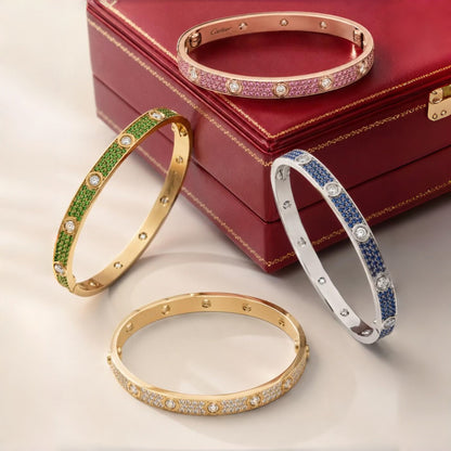 [⭐Shinejoy]2026 PAVE GEMSTONE LOVE BRACELET 6.1MM 10 DIAMONDS